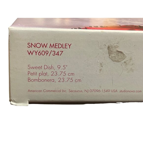 Studio Nova Snow Medley Sweet Dish Glass Christmas Winter 9.5" New in Box - Picture 2 of 3